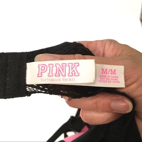 PINK Victoria’s Secret black lace racer back bra M - Picture 9 of 9